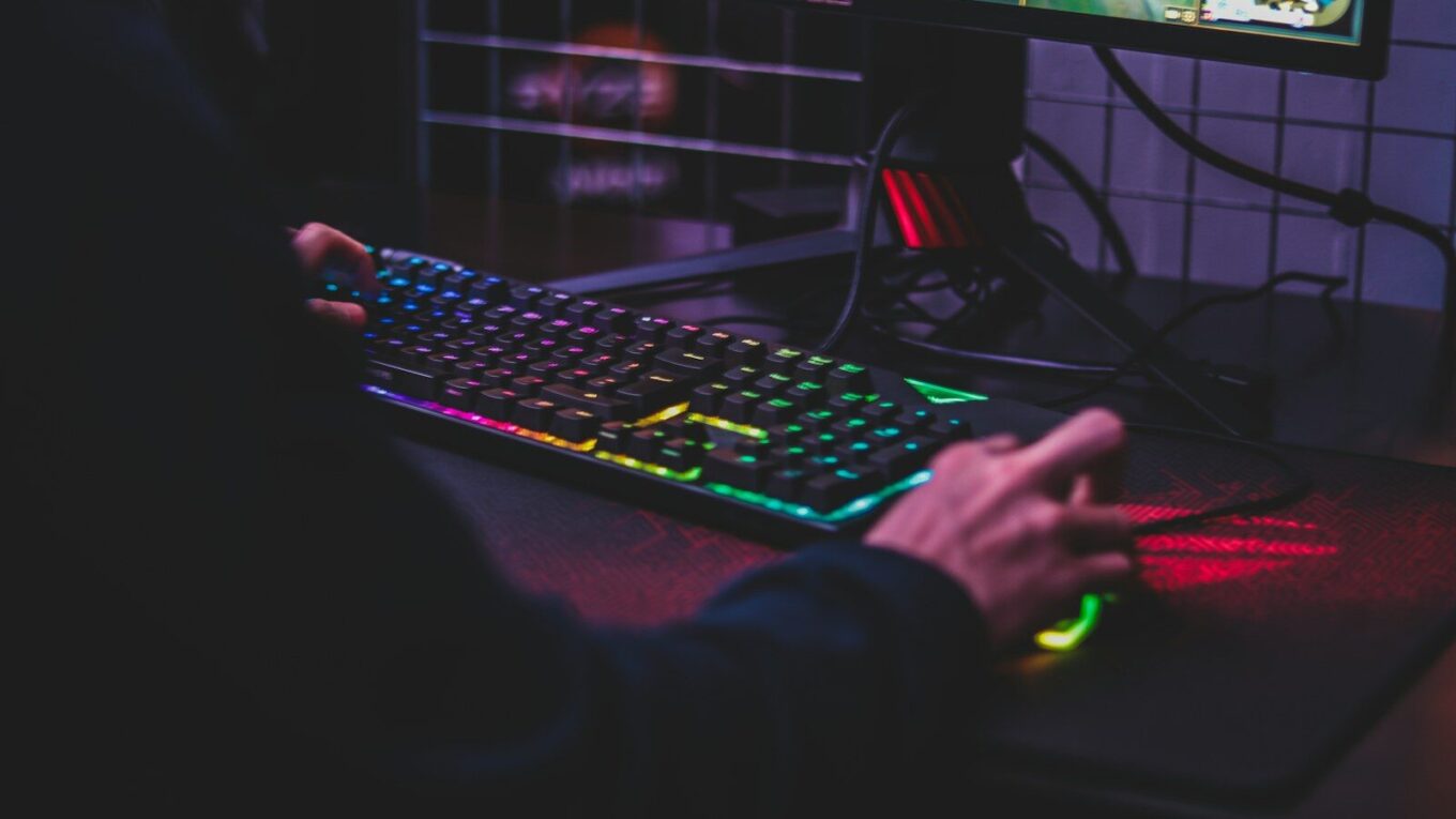 person using desktop computer