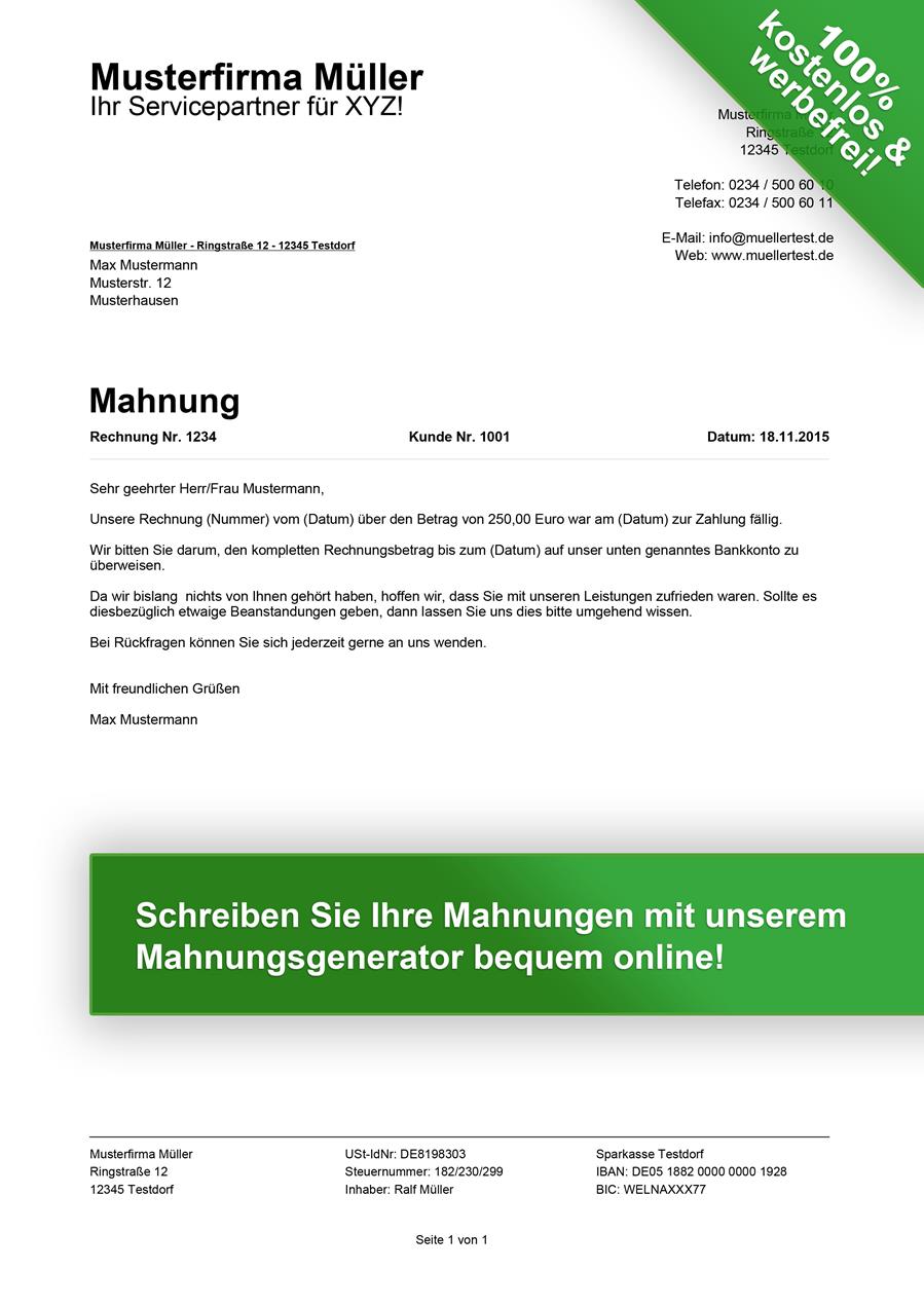 Text 2 Mahnung Mit Verzugszinsen